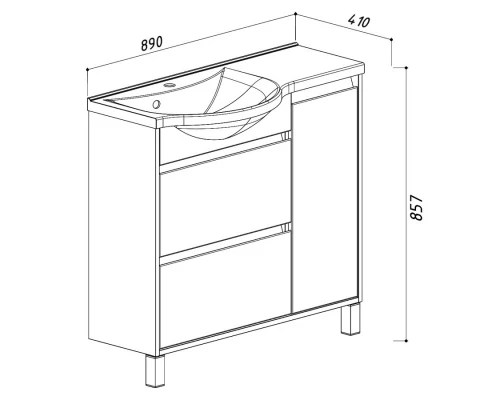 Тумба белый глянец 88,3 см L Belux Лира НП 91-02