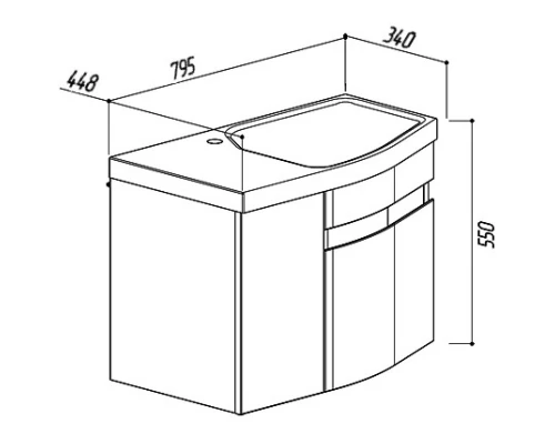 Тумба белый глянец 78,7 см R Belux Япония Н 80-01