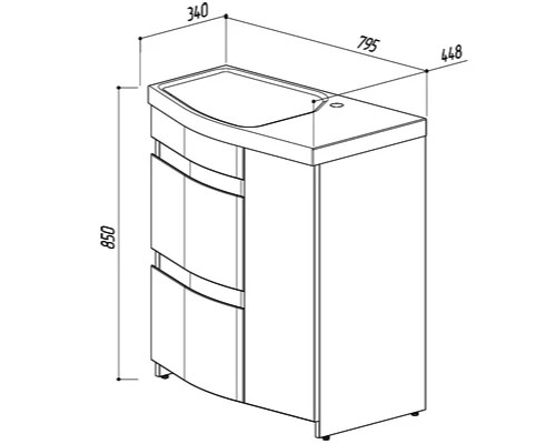 Тумба белый глянец 78,7 см L Belux Япония Н 80-02