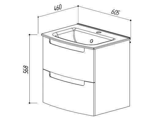 Тумба белый глянец 58,4 см Belux Бари NEW НП 60-02