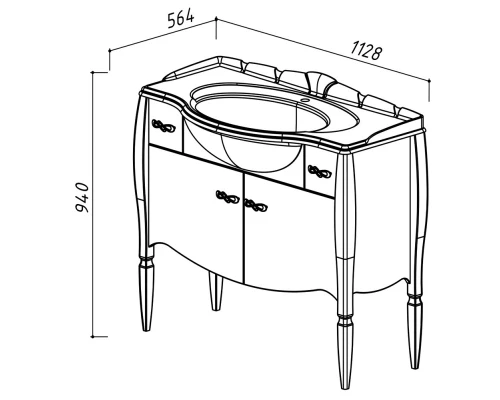 Тумба белый глянец 112,8 см Belux Бари Н105-02
