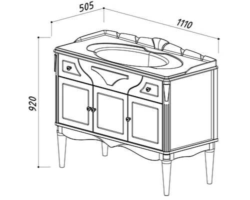 Тумба слонова кость золотая патина 109,4 см Belux Верди Н105-02