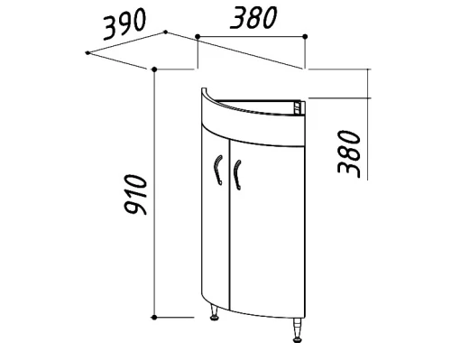 Тумба угловая белый глянец 38x38 см Belux Микро НУ 38