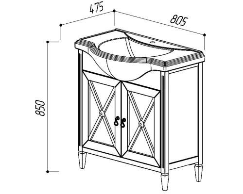 Тумба белый глянец 77,2 см Belux Рояль Н 80