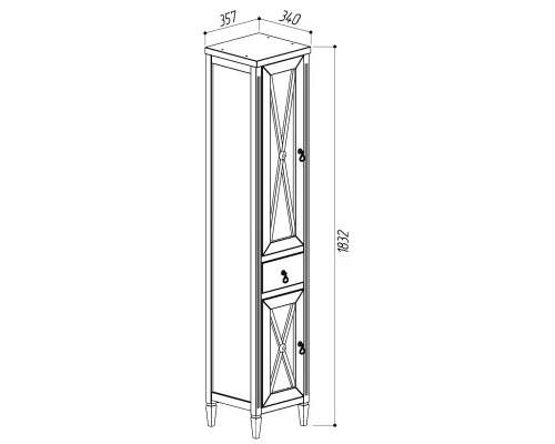 Пенал напольный белый глянец L Belux Рояль П 30-01