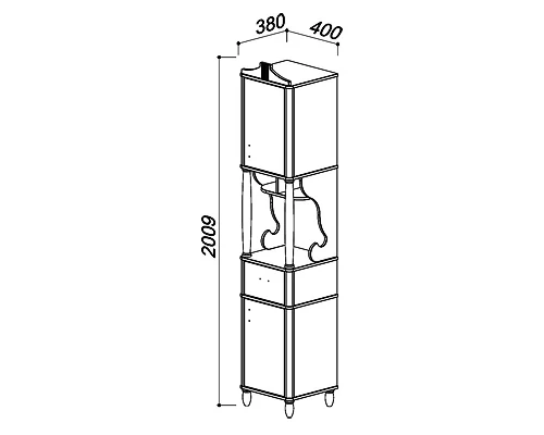 Пенал напольный слоновая кость золотая патина R Belux Флоренция П 40-01