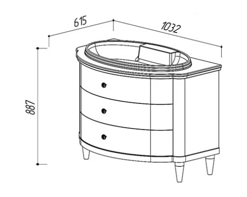 Тумба белый глянец 103,2 см Belux Толедо Н 100-03