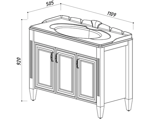 Тумба слоновая кость золотая патина 108,7 см Belux Империя Н 105