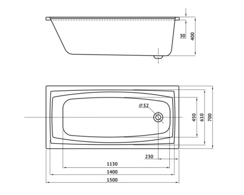 Акриловая ванна 150x70 см Berges Feya 050013