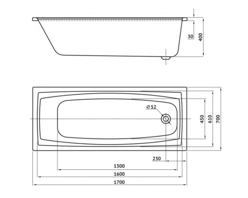 Акриловая ванна 170x70 см Berges Feya 050015