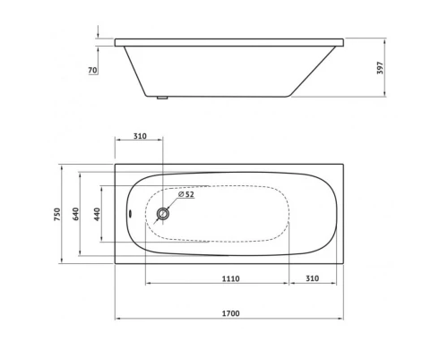 Акриловая ванна 170x75 см Berges Nelu 050020