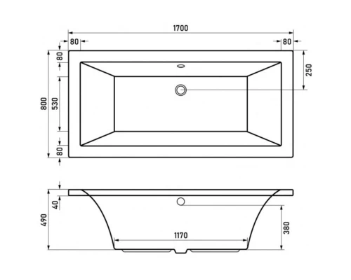 Акриловая ванна 170x80 см Berges Tari 050030