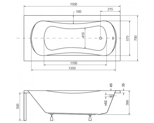 Акриловая ванна 150x70 см Besco Aria WAA-150-PA