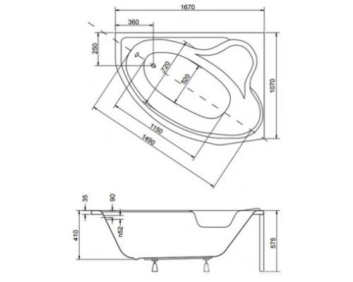 Акриловая ванна 167x107 см R Besco Delfina WAD-166-NP