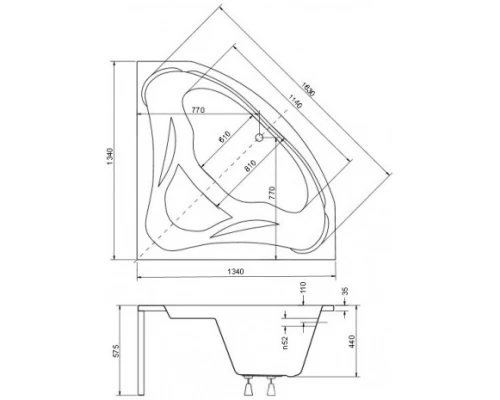 Акриловая ванна 134x134 см Besco Ewa WAE-135-NS