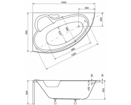 Акриловая ванна 140x95 см L Besco Finezja Nova WAF-140-NL