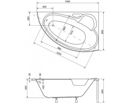 Акриловая ванна 140x95 см R Besco Finezja Nova WAF-140-NP