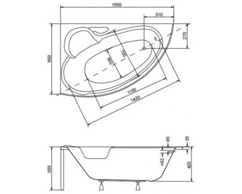 Акриловая ванна 155x95 см L Besco Finezja Nova WAF-155-NL