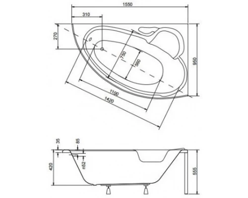 Акриловая ванна 155x95 см R Besco Finezja Nova WAF-155-NP
