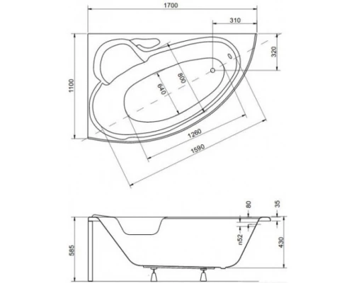 Акриловая ванна 170x110 см L Besco Finezja Nova WAF-170-NL