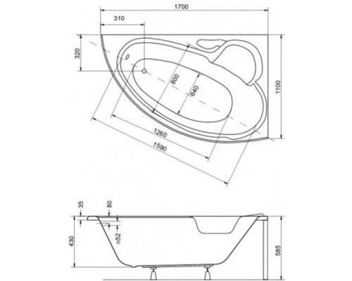Акриловая ванна 170x110 см R Besco Finezja Nova WAF-170-NP