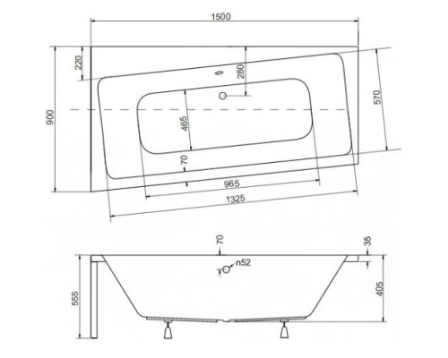 Акриловая ванна 150x90 см L Besco Infinity WAI-150-NL