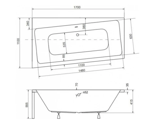 Акриловая ванна 170x110 см L Besco Infinity WAI-170-NL