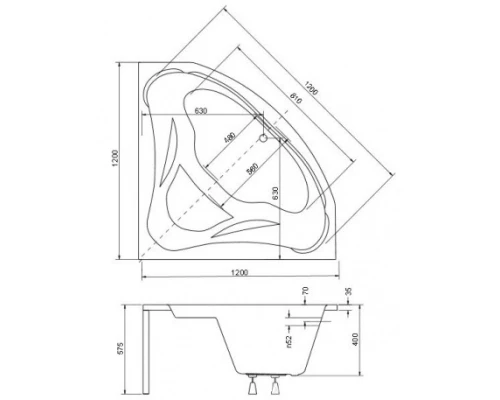 Акриловая ванна 120x120 см Besco Mia WAM-120-NS