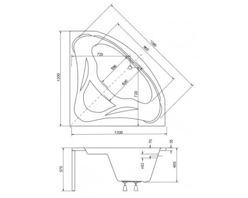 Акриловая ванна 130x130 см Besco Mia WAM-130-NS