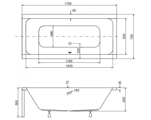 Акриловая ванна 179,5x79 см Besco Quadro WAQ-180-PK