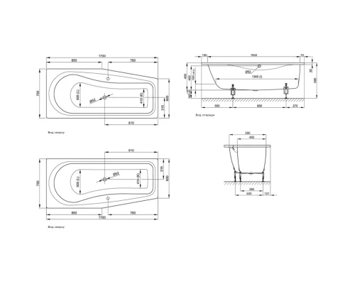 Стальная ванна 170x75 см Bette Luna 2750-000 PLUS с покрытием BetteGlasur Plus