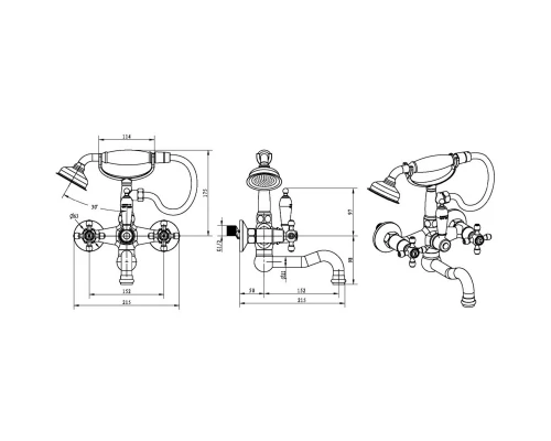 Смеситель для ванны Boheme Camelia 273-Camelia