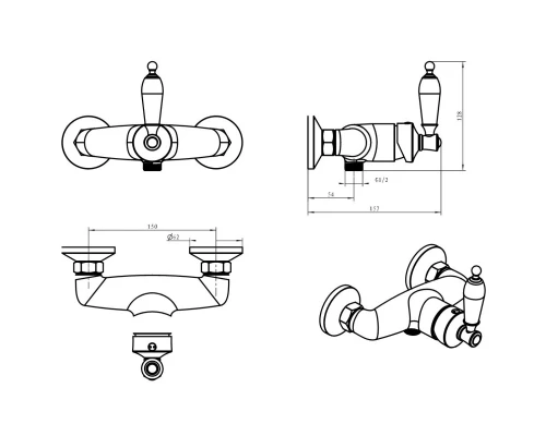 Смеситель для душа Boheme Vogue 214