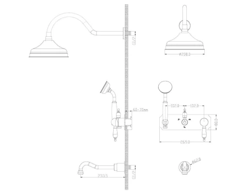 Душевой комплект 208 мм Boheme Tradizionale Chromo 268