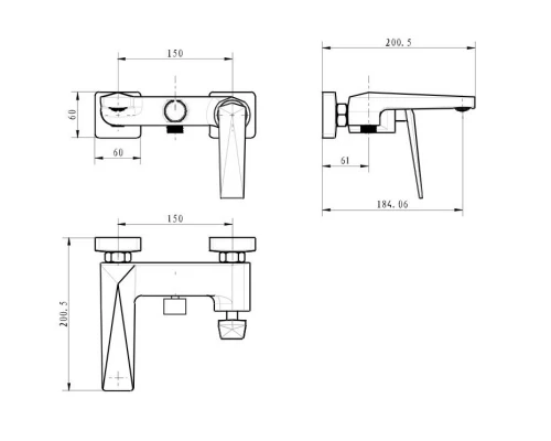 Смеситель для ванны Boheme Venturo 373-SGM