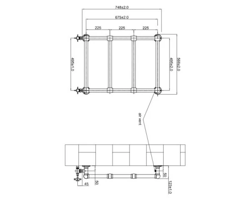 Полотенцесушитель водяной 748x568 Boheme Medici 718