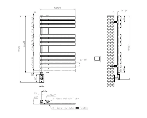 Полотенцесушитель электрический 938x500 Boheme Venturo 721-MW