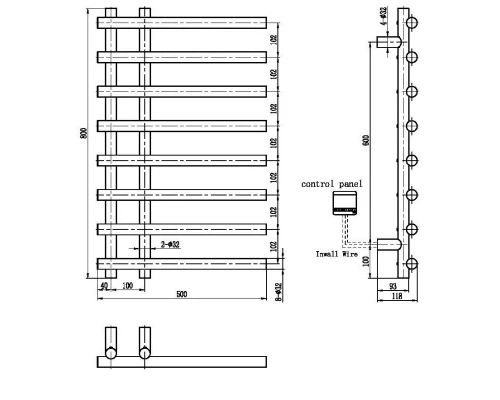 Полотенцесушитель электрический 800x500 Boheme Uno 722-BR