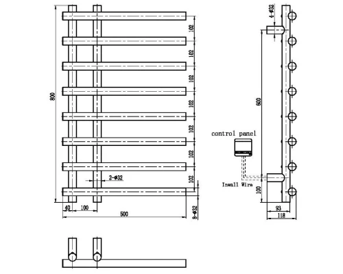 Полотенцесушитель электрический 800x500 Boheme Uno 722-CR