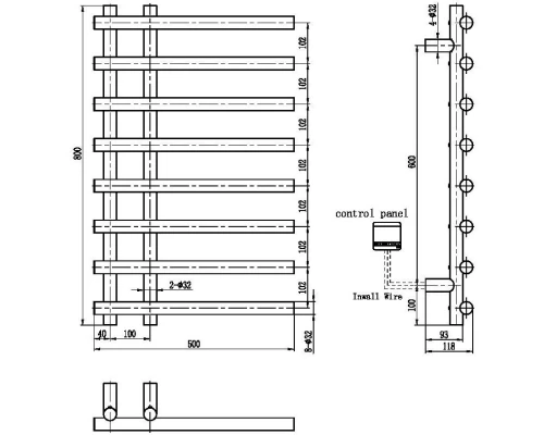 Полотенцесушитель электрический 800x500 Boheme Uno 722-G