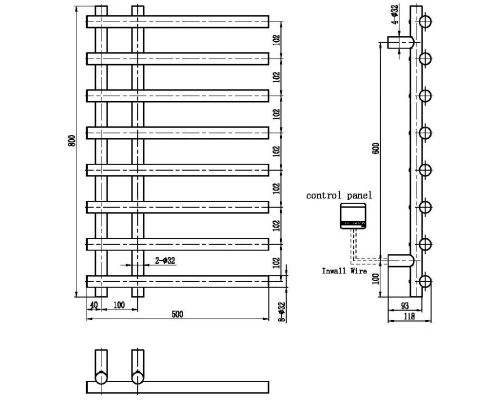 Полотенцесушитель электрический 800x500 Boheme Uno 722-MW