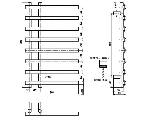 Полотенцесушитель электрический 800x500 Boheme Uno 722-NB
