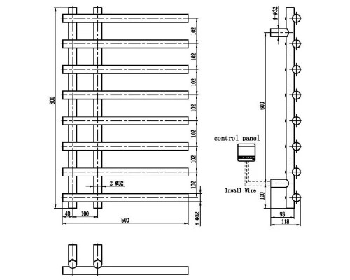 Полотенцесушитель электрический 800x500 Boheme Uno 722-SGM