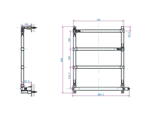 Полотенцесушитель электрический 660x564,5 Boheme Medici 704
