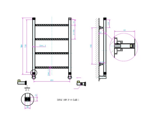 Полотенцесушитель электрический 784x495 Boheme Oro 709