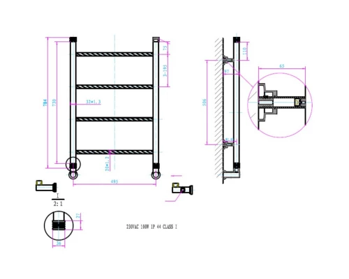 Полотенцесушитель электрический 784x495 Boheme Chromo 710