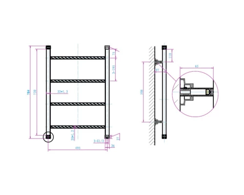 Полотенцесушитель водяной 784x495 Boheme Oro 706