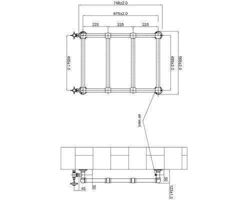 Полотенцесушитель водяной 748x568 Boheme Chromo 717