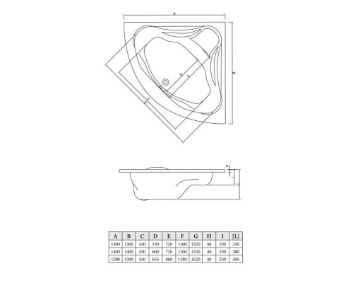 Акриловая ванна 150x150 см C-Bath Aurora CBS001004