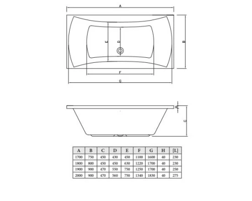 Акриловая ванна 170x75 см C-Bath Talia CBQ004001